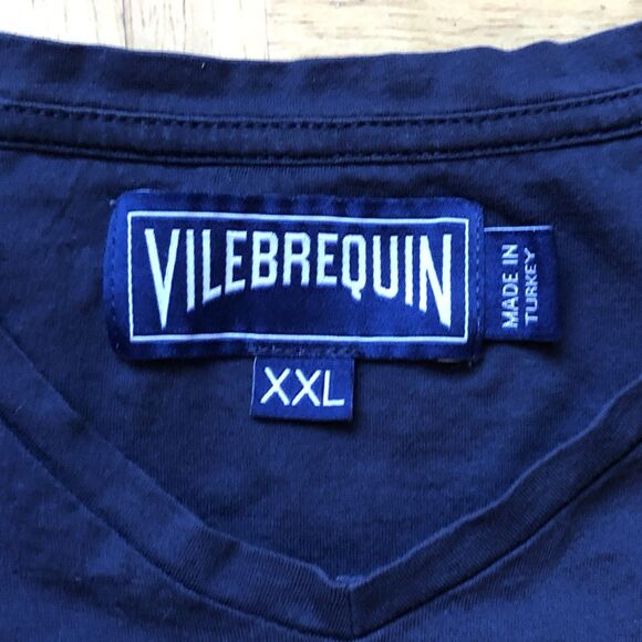 Vilebrequin Cotton T Shirt Mens XXL Blue Crew Short Sleeve Beach Short Sleeve - Picture 5 of 9
